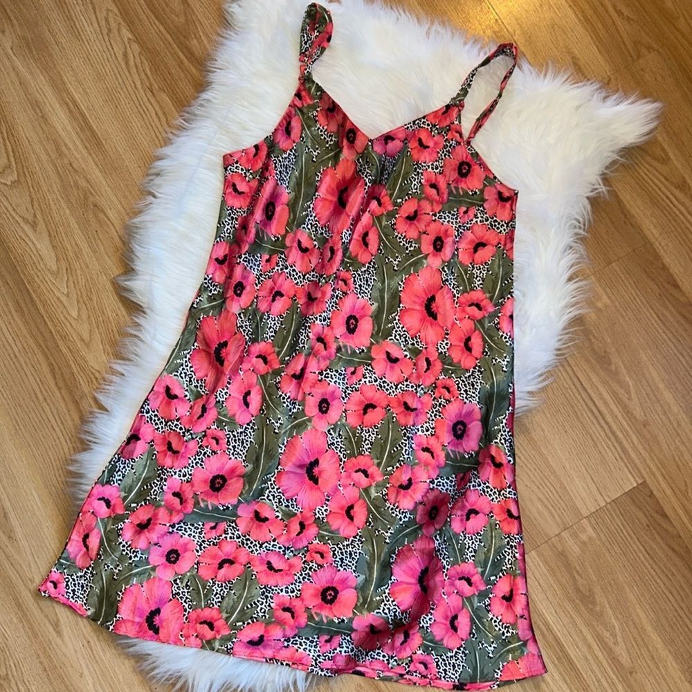 Delicate Treasures Intimates Slip Nightgown Dress Pajamas Pink Floral Small